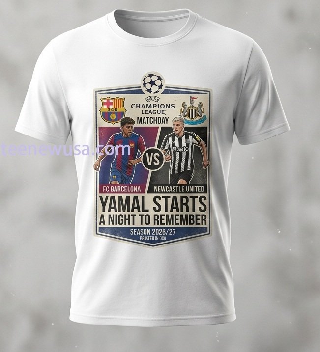 Barcelona vs Newcastle football match Champions League sport t-shirt Barcelona Vs Newcastle Football Match Champions League Sport T Shirt