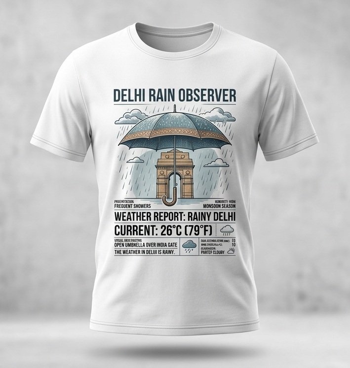 The weather in Delhi is rainy t-shirt The Weather In Delhi Is Rainy T Shirt