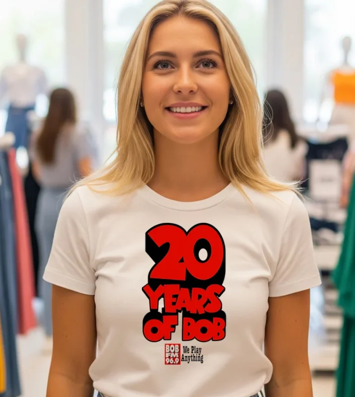 20 Years Of Bob Fm 96.9 We Play Anything Logo Oversize Shirt