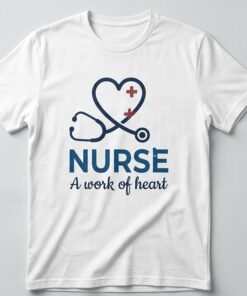 Nurse A Work Of Heart And Stethoscope T Shirt