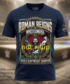 Roman Reigns And Wrestlemania World Heavyweight Championship Black T Shirt Design