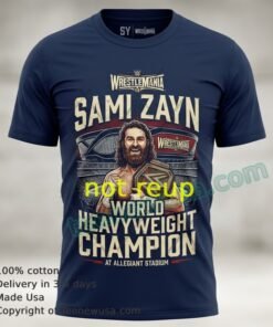 Sami Zayn And Wrestlemania World Heavyweight Championship Black T Shirt Design