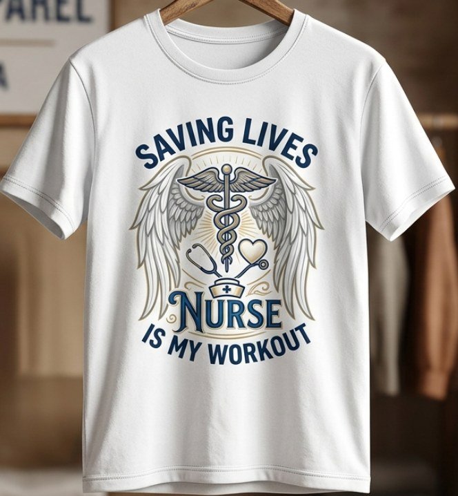 Saving lives is my workout Nurse and angel wings t-shirt Saving Lives Is My Workout Nurse And Angel Wings T Shirt
