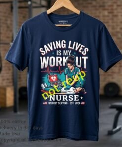 Saving Lives Is My Workout Nurse T Shirt
