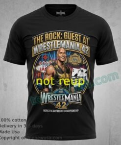 The Rock And Wrestlemania 42 World Heavyweight Championships Black T Shirt Design