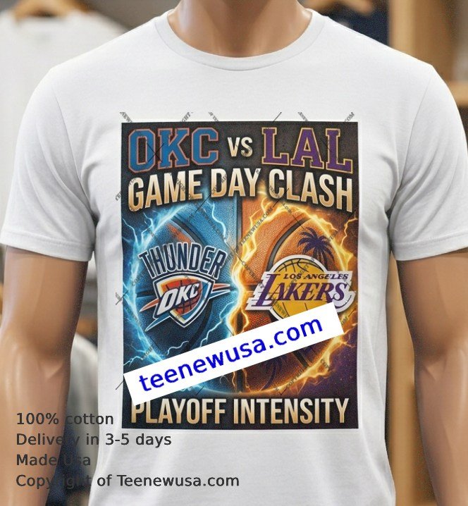 Oklahoma City Thunder vs Los Angeles Lakers nba sport t-shirt Oklahoma City Thunder Vs Los Angeles Lakers Nba Sport T Shirt