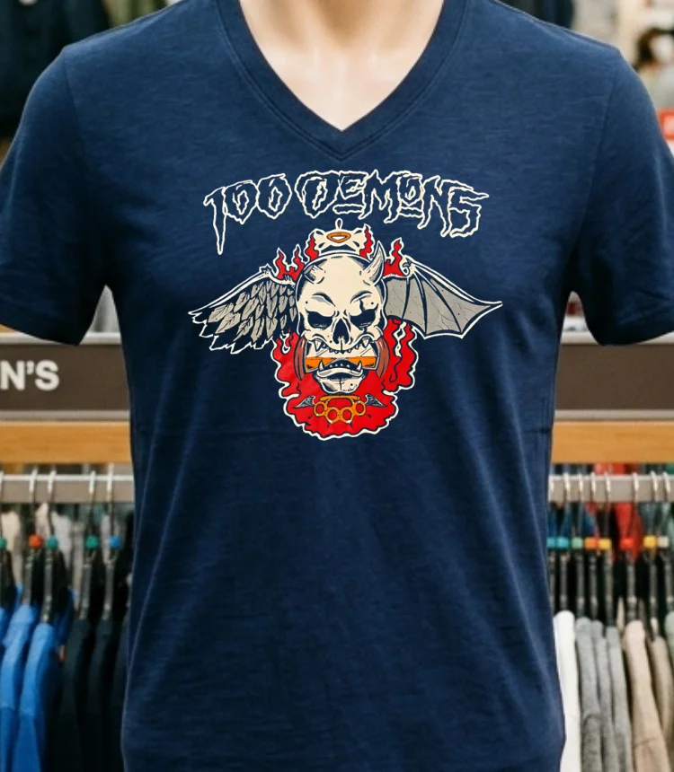 100 Demons Band Logo Shirt Navy Shirt 1