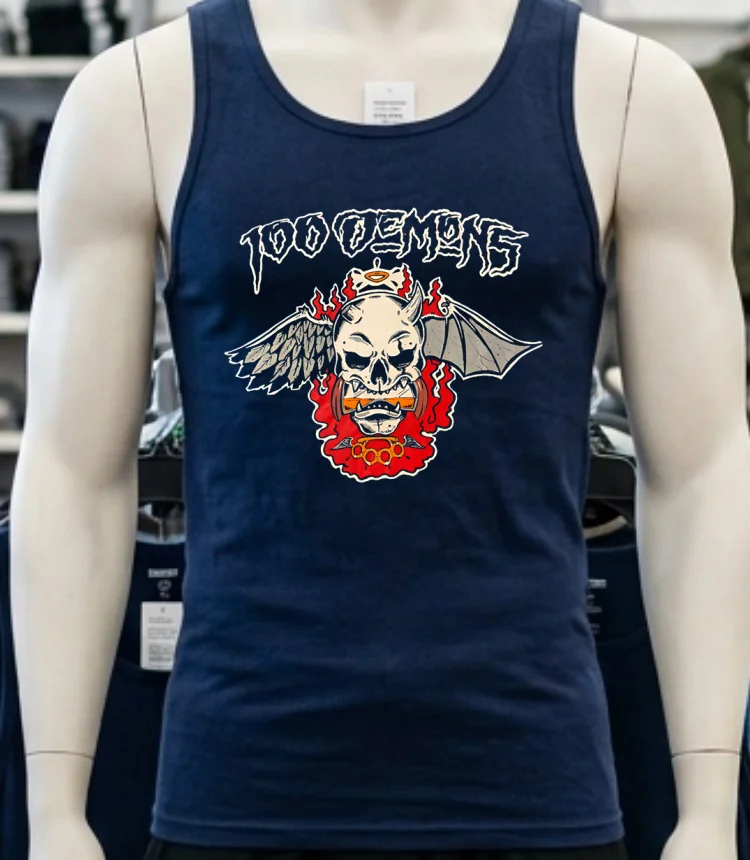 100 Demons Band Logo Shirt - navy-shirt 100 Demons Band Logo Shirt Navy Shirt