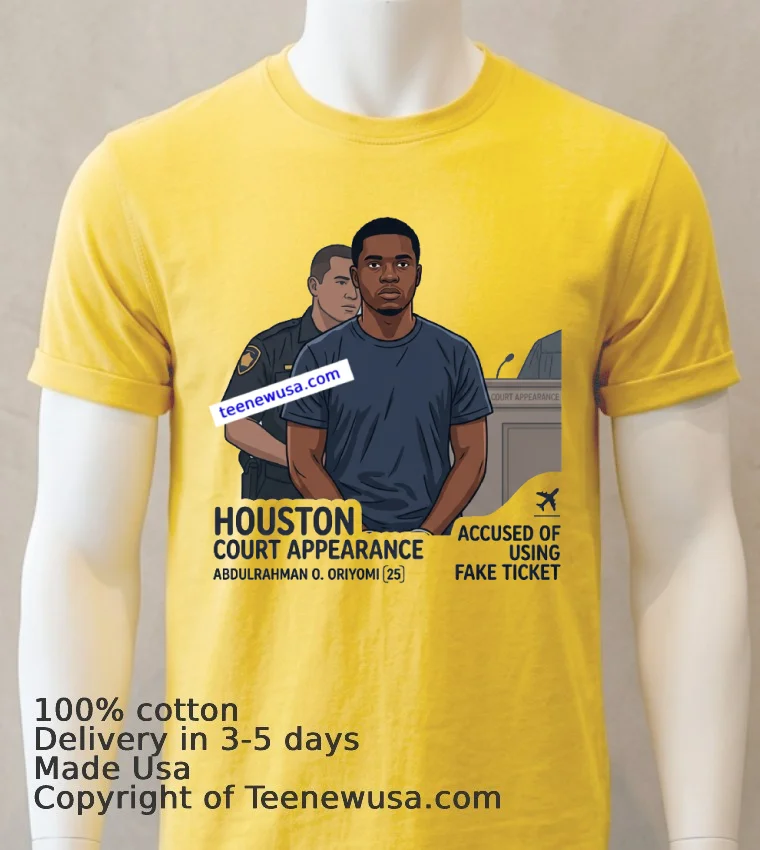 Abdulrahman Oluwatumike Oriyomi (25 Years Old) Appears In Court In Houston T Shirt - yellow-t-shirt Abdulrahman Oluwatumike Oriyomi 25 Years Old Appears In Court In Houston T Shirt Yellow T Shirt