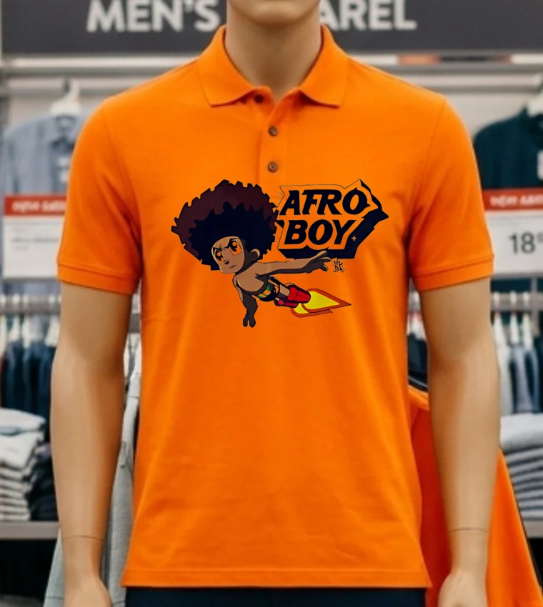 Afro Boy Cartoon Shirt - orange-shirt Afro Boy Cartoon Shirt Orange Shirt