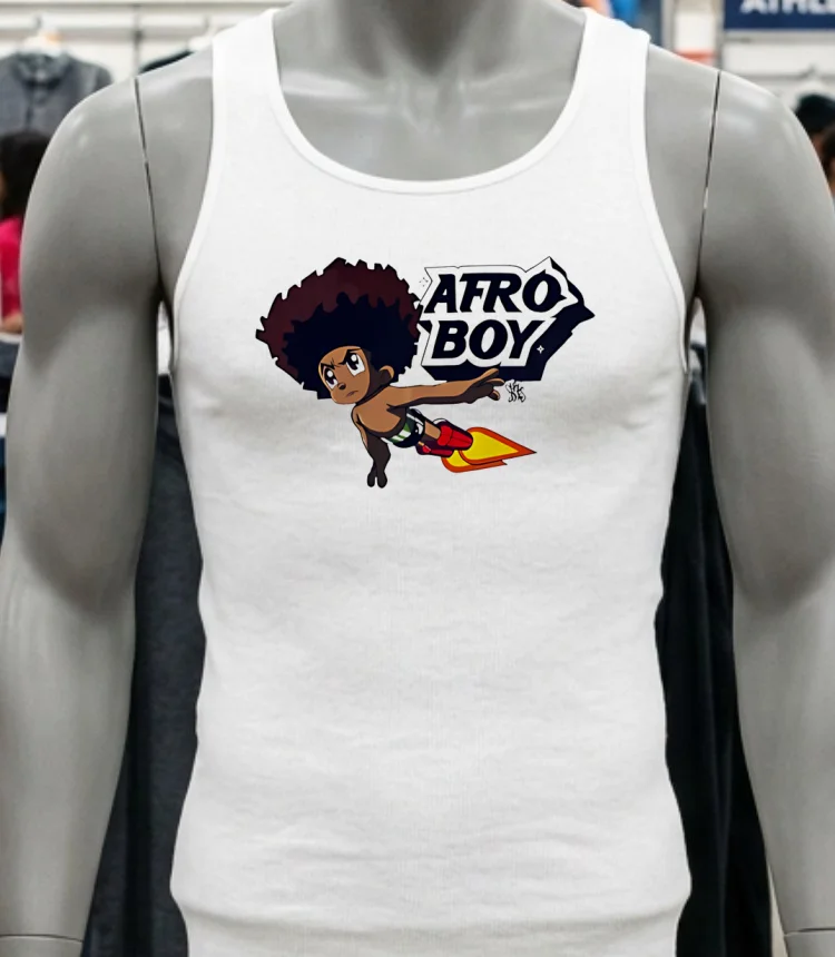 Afro Boy Cartoon Shirt - white-t-shirt Afro Boy Cartoon Shirt White T Shirt 1