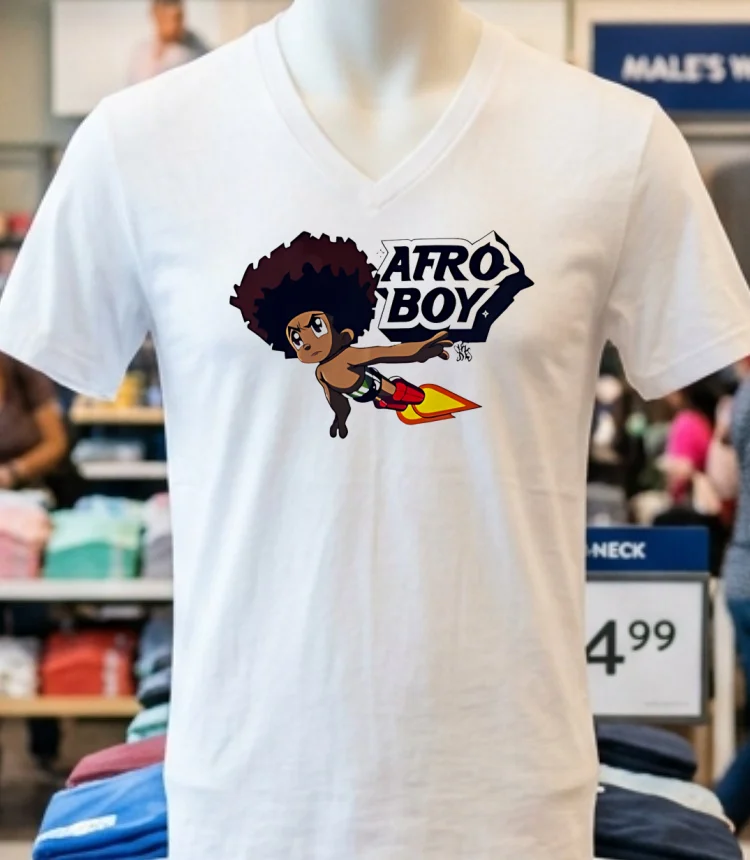Afro Boy Cartoon Shirt - white-t-shirt Afro Boy Cartoon Shirt White T Shirt 2