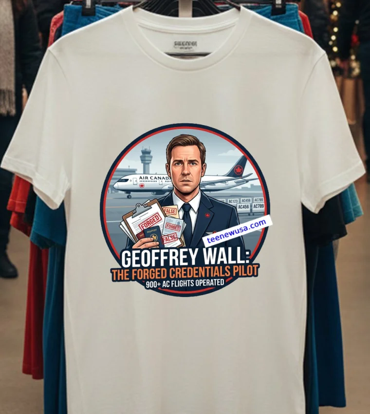 Air Canada Pilot Geoffrey Wall Is Accused Of Using Forged Credentials T Shirt - white-t-shirt Air Canada Pilot Geoffrey Wall Is Accused Of Using Forged Credentials T Shirt White T Shirt