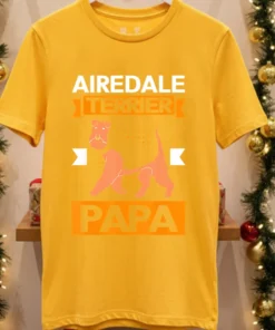 Airedale Terrier Dog Papa Shirt Yellow T Shirt