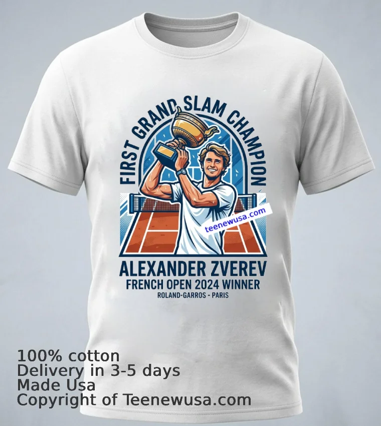 Alexander Zverev Wins French Open To Claim First Grand Slam Title T Shirt - white-t-shirt 1 Alexander Zverev Wins French Open To Claim First Grand Slam Title T Shirt White T Shirt 1