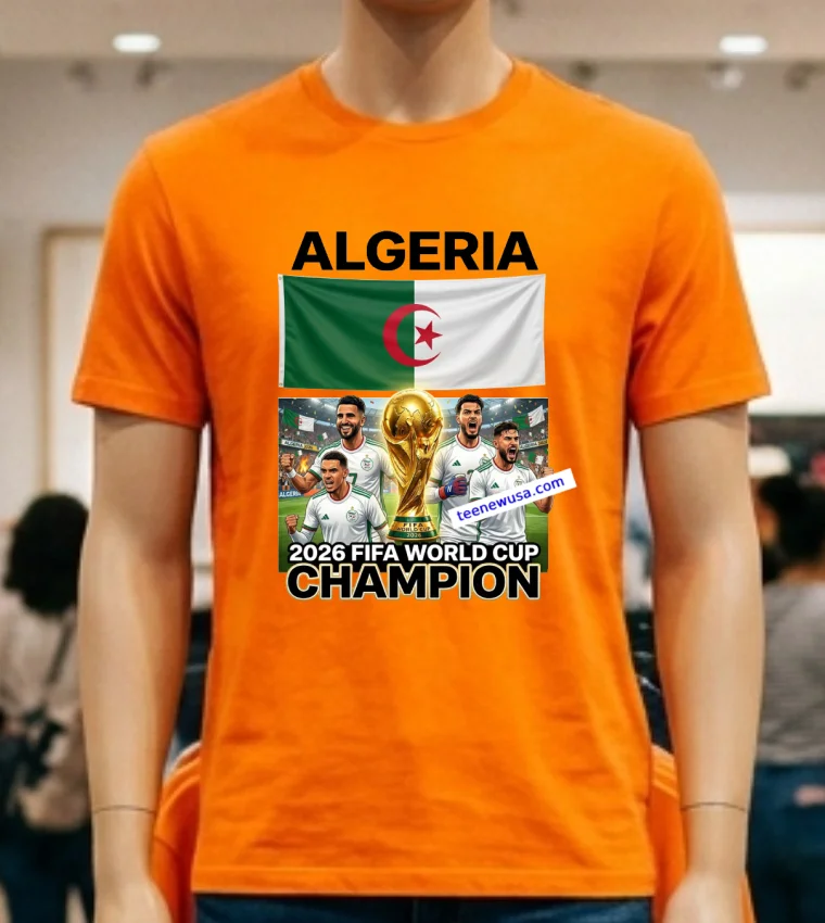 Algeria World Cup 2026 Fan T Shirt - orange-shirt Algeria World Cup 2026 Fan T Shirt Orange Shirt
