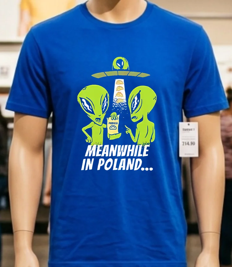 Alien Abduction Pierogi Polish Meanwhile In Poland Shirt Blue Shirt