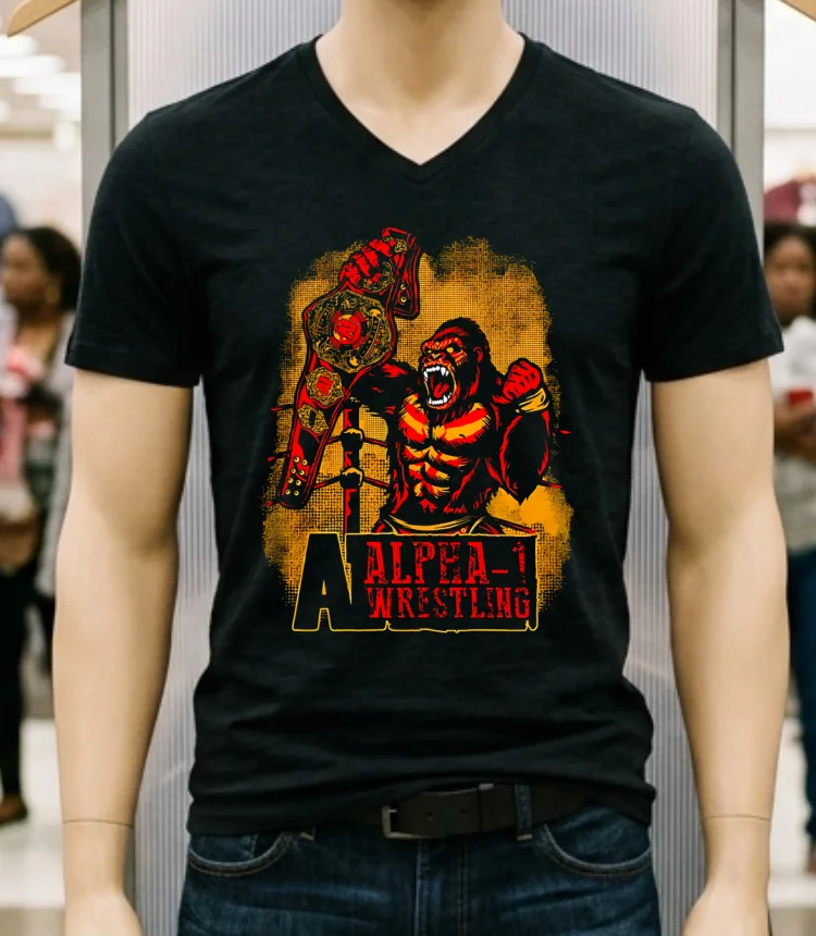 Alpha Wrestling A1 Champ Gorilla Shirt - balck-shirt Alpha Wrestling A1 Champ Gorilla Shirt Balck Shirt 1