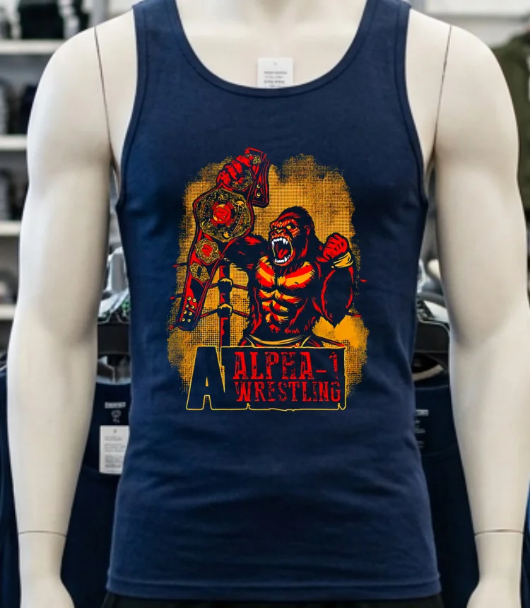 Alpha Wrestling A1 Champ Gorilla Shirt - navy-shirt Alpha Wrestling A1 Champ Gorilla Shirt Navy Shirt
