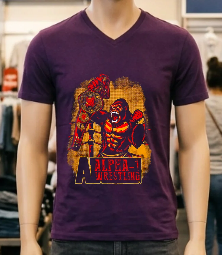 Alpha Wrestling A1 Champ Gorilla Shirt - purple-shirt Alpha Wrestling A1 Champ Gorilla Shirt Purple Shirt