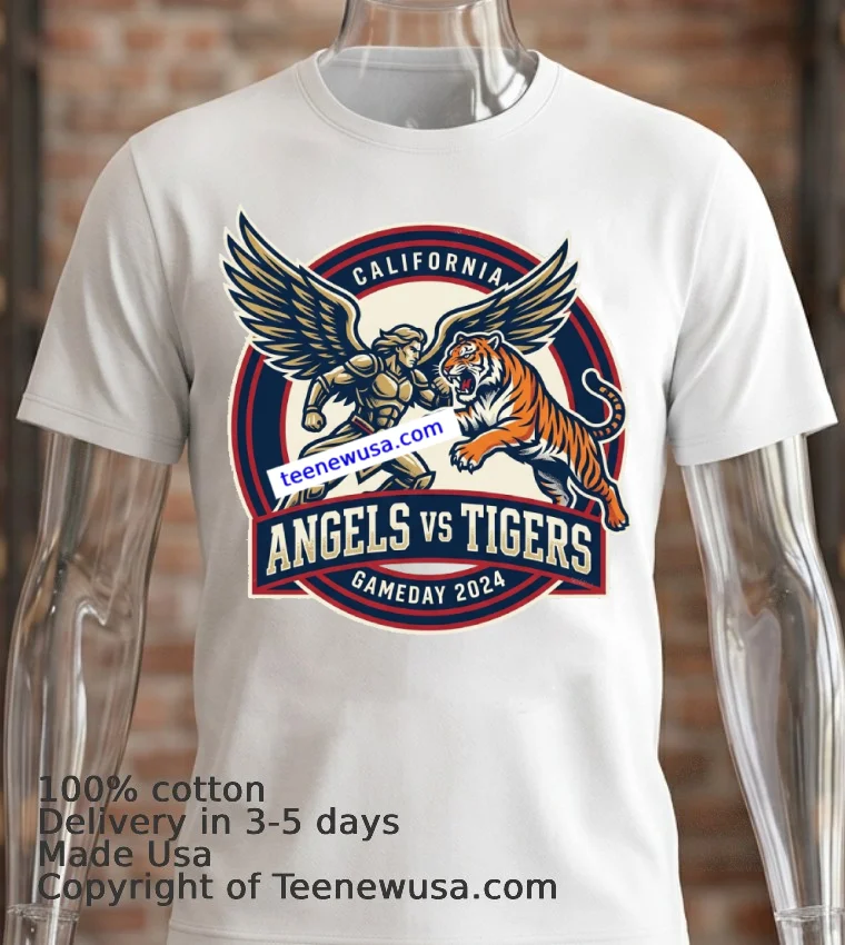 Angels Vs Tigers Fan Sports T Shirt - white-t-shirt 2 Angels Vs Tigers Fan Sports T Shirt White T Shirt 2