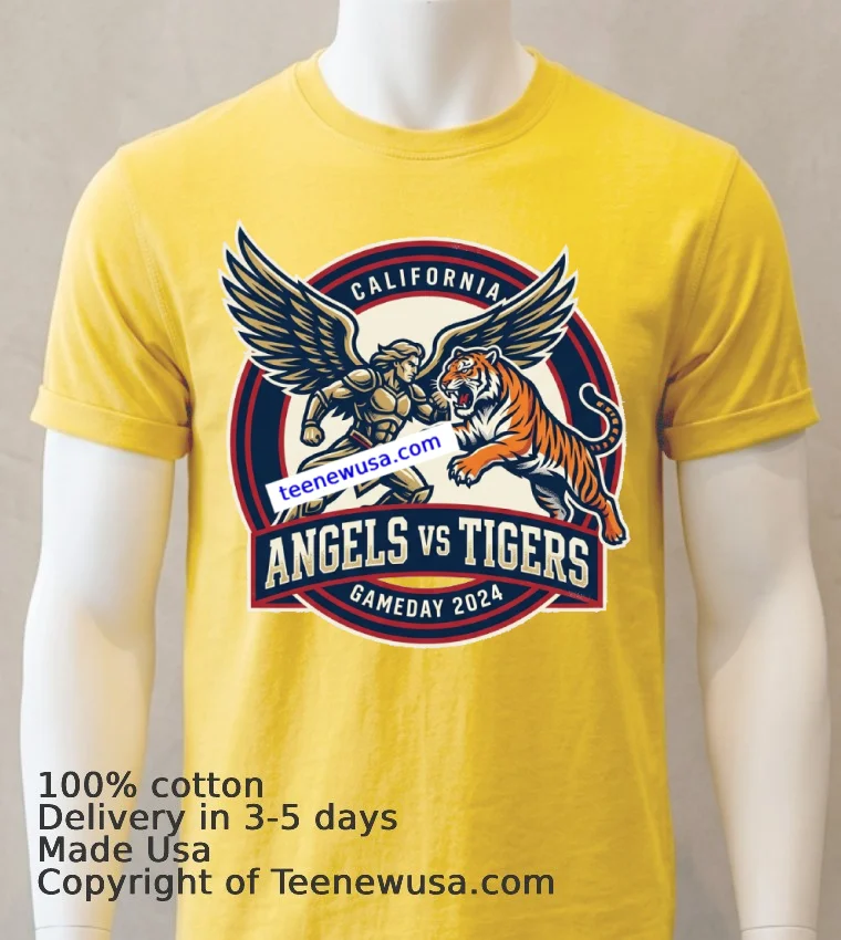 Angels Vs Tigers Fan Sports T Shirt Yellow T Shirt