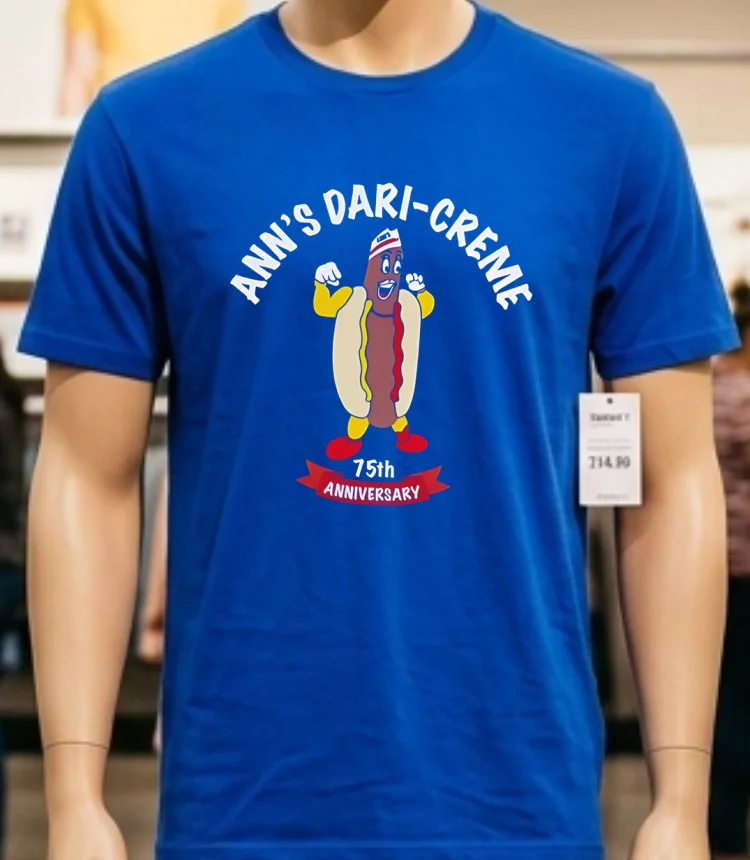 Anns Dari Creme 75Th Anniversary Shirt - blue-shirt Anns Dari Creme 75th Anniversary Shirt Blue Shirt