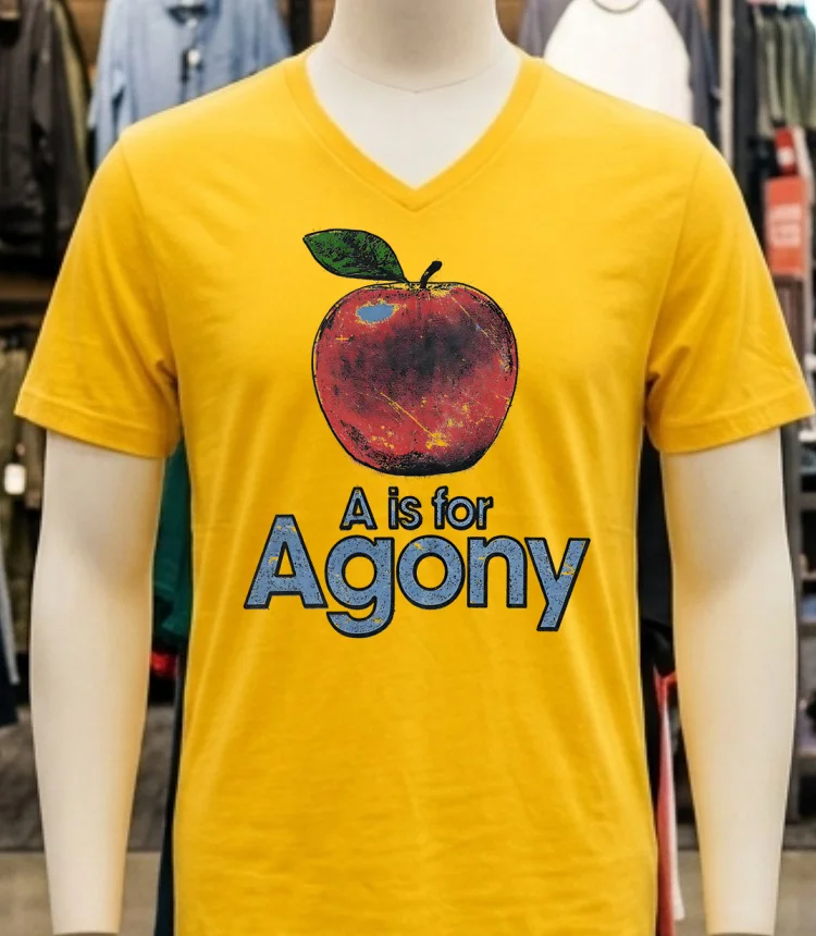 Apple A Is For Agony Vintage Shirt - yellow-t-shirt Apple A Is For Agony Vintage Shirt Yellow T Shirt 1