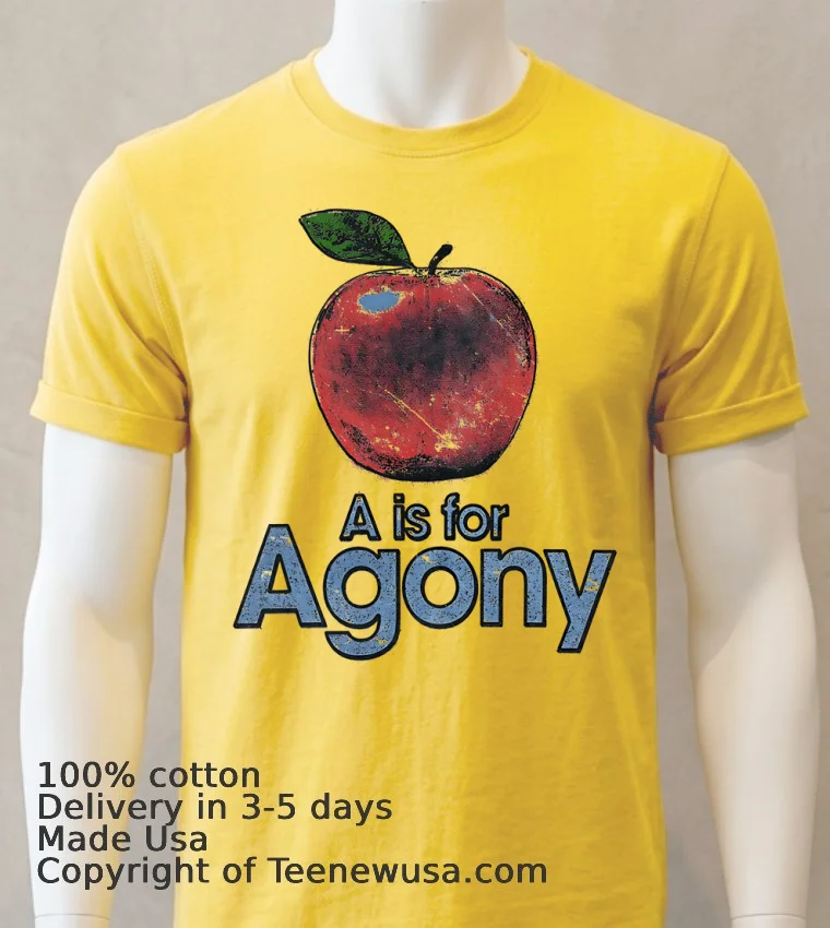 Apple A Is For Agony Vintage Shirt - yellow-t-shirt Apple A Is For Agony Vintage Shirt Yellow T Shirt