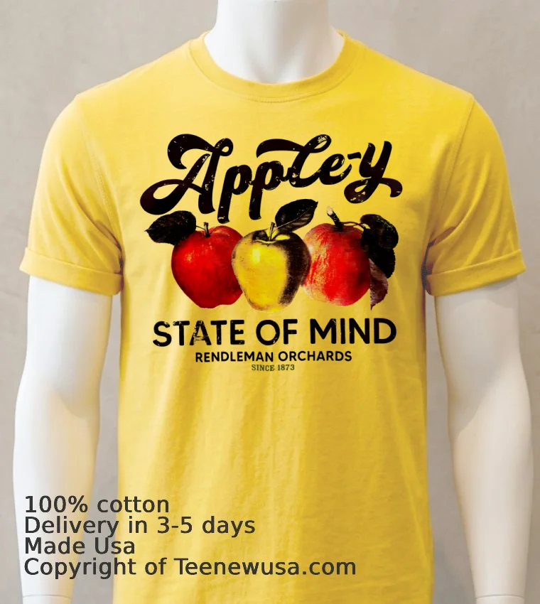 Apple Y State Of Mind Rendleman Orchards Since 1873 Shirt - yellow-t-shirt Apple Y State Of Mind Rendleman Orchards Since 1873 Shirt Yellow T Shirt