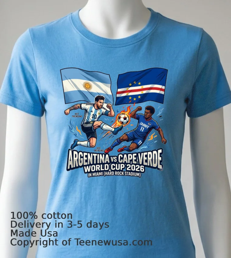 Argentina Vs Cape Verde World Cup 2026 In Miami (Hard Rock Stadium) T Shirt - blue-shirt Argentina Vs Cape Verde World Cup 2026 In Miami Hard Rock Stadium T Shirt Blue Shirt