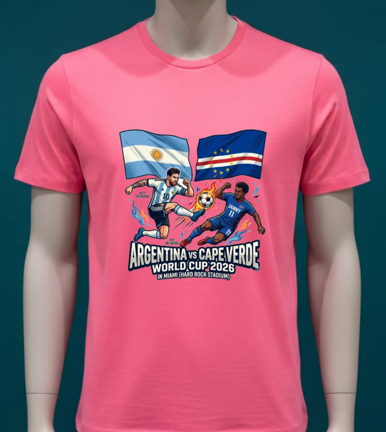 Argentina Vs Cape Verde World Cup 2026 In Miami Hard Rock Stadium T Shirt Pink T Shirt