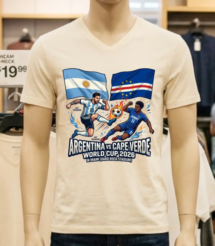 Argentina Vs Cape Verde World Cup 2026 In Miami (Hard Rock Stadium) T Shirt - white-t-shirt Argentina Vs Cape Verde World Cup 2026 In Miami Hard Rock Stadium T Shirt White T Shirt 2
