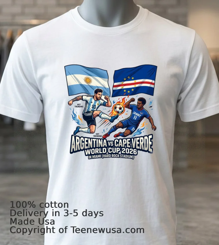Argentina Vs Cape Verde World Cup 2026 In Miami (Hard Rock Stadium) T Shirt - white-t-shirt 3 Argentina Vs Cape Verde World Cup 2026 In Miami Hard Rock Stadium T Shirt White T Shirt 3