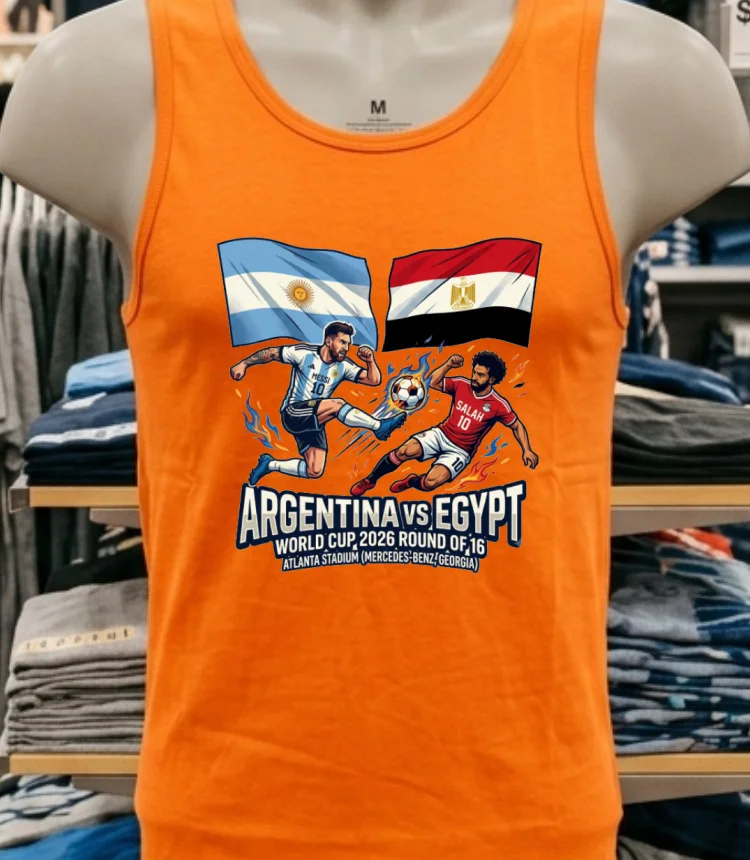 Argentina Vs Egypt In The Round Of 16 Of The 2026 World Cup At Atlanta Stadium (Mercedes Benz, Georgia) T Shirt - orange-shirt Argentina Vs Egypt In The Round Of 16 Of The 2026 World Cup At Atlanta Stadium Mercedes Benz Georgia T Shirt Orange Shirt
