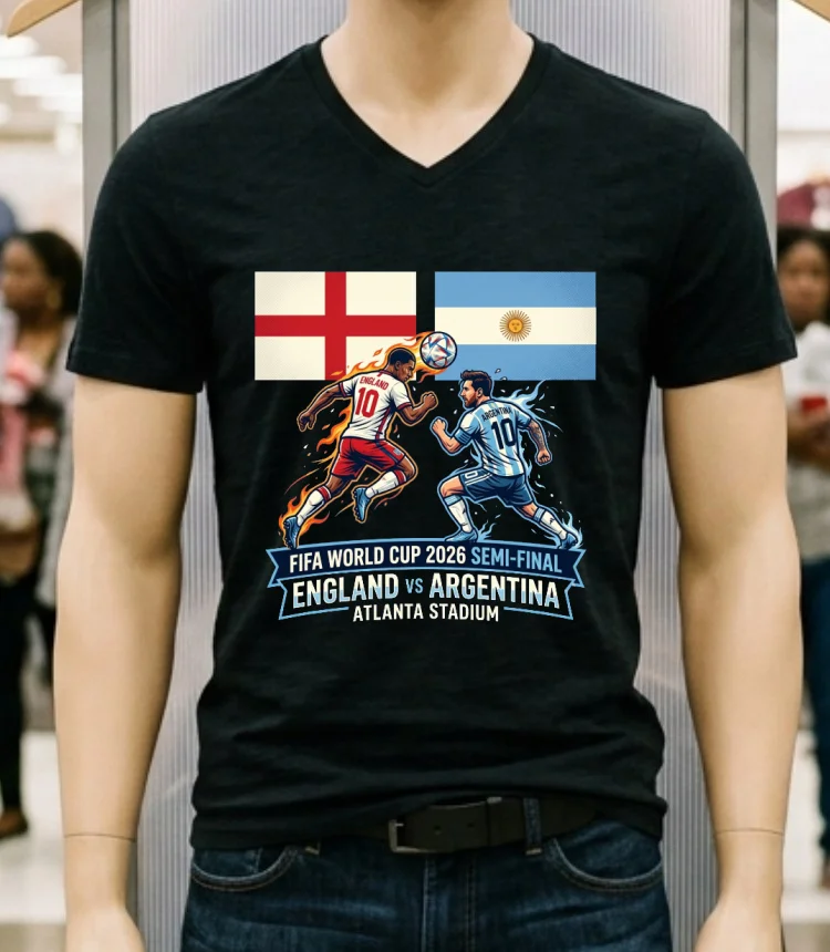 Argentina Vs England In The Fifa World Cup 2026 Semi Final At Atlanta Stadium T Shirt T Shirt Balck Shirt 2