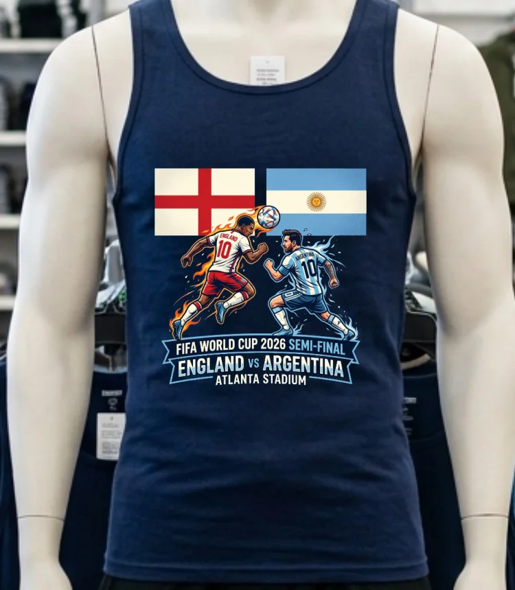 Argentina Vs England In The Fifa World Cup 2026 Semi Final At Atlanta Stadium T Shirt T Shirt - navy-shirt Argentina Vs England In The Fifa World Cup 2026 Semi Final At Atlanta Stadium T Shirt T Shirt Navy Shirt 1
