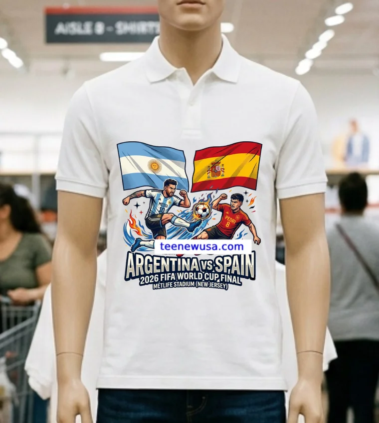 Argentina Vs Spain In The Final Of The 2026 Fifa World Cup At Metlife Stadium In New Jersey New T Shirt - white-t-shirt Argentina Vs Spain In The Final Of The 2026 Fifa World Cup At Metlife Stadium In New Jersey New T Shirt White T Shirt 2