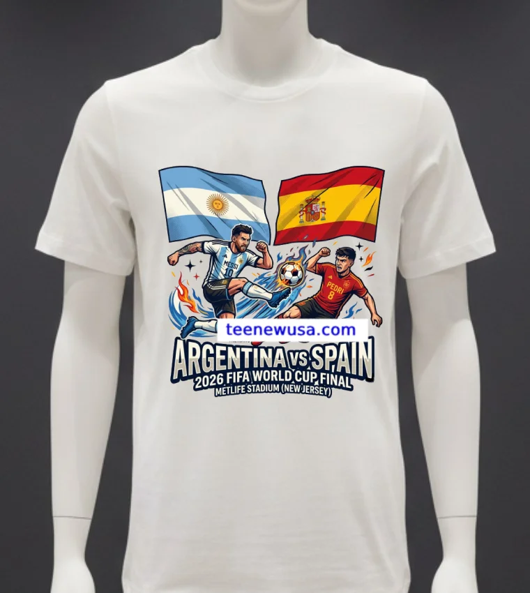Argentina Vs Spain In The Final Of The 2026 Fifa World Cup At Metlife Stadium In New Jersey New T Shirt - white-t-shirt Argentina Vs Spain In The Final Of The 2026 Fifa World Cup At Metlife Stadium In New Jersey New T Shirt White T Shirt 3