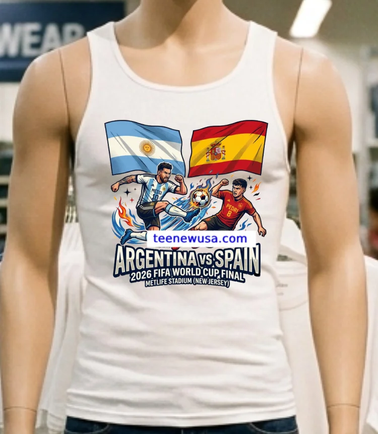 Argentina Vs Spain In The Final Of The 2026 Fifa World Cup At Metlife Stadium In New Jersey New T Shirt - white-t-shirt Argentina Vs Spain In The Final Of The 2026 Fifa World Cup At Metlife Stadium In New Jersey New T Shirt White T Shirt 5