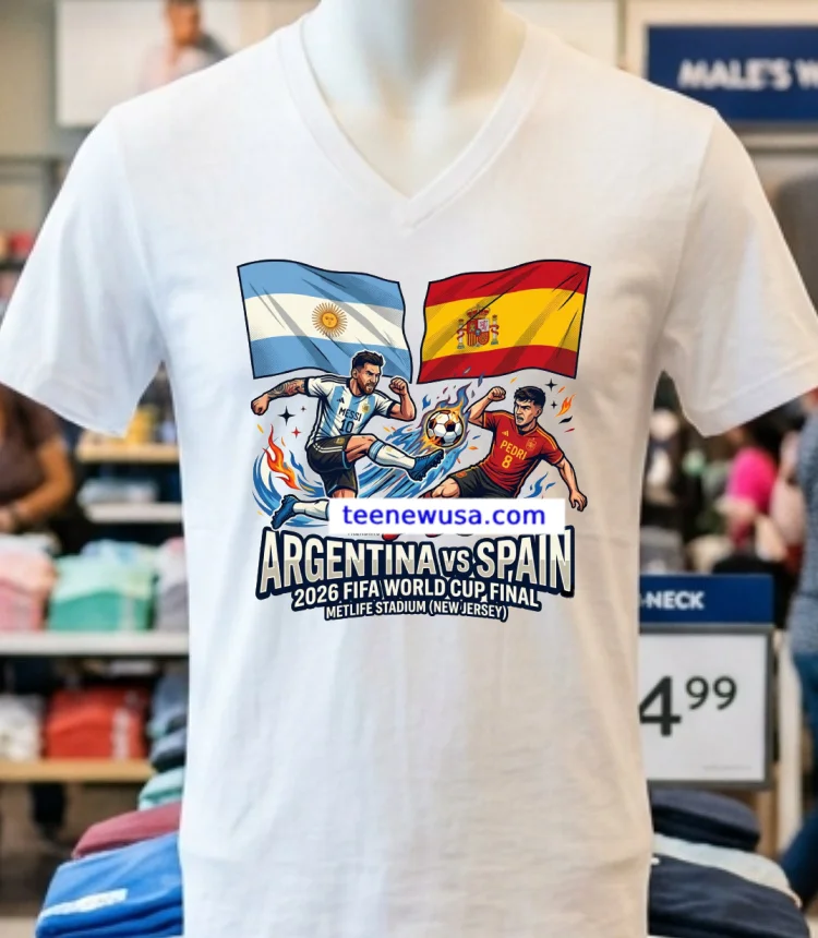Argentina Vs Spain In The Final Of The 2026 Fifa World Cup At Metlife Stadium In New Jersey New T Shirt White T Shirt 6