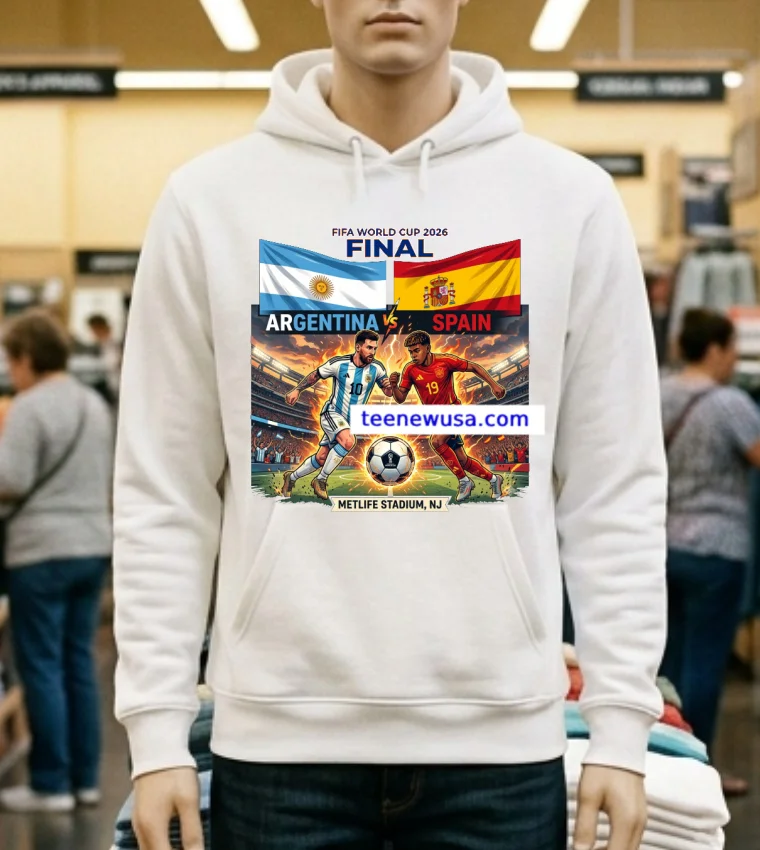 Argentina Vs Spain The 2026 Fifa World Cup T Shirt - white-t-shirt Argentina Vs Spain The 2026 Fifa World Cup T Shirt White T Shirt 1