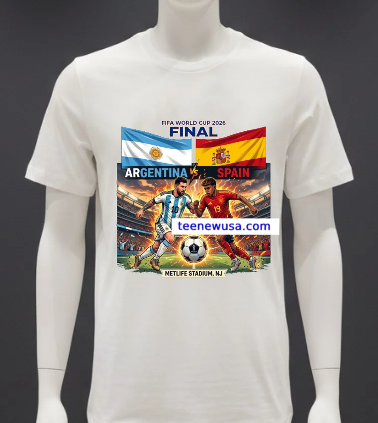 Argentina Vs Spain The 2026 Fifa World Cup T Shirt - white-t-shirt Argentina Vs Spain The 2026 Fifa World Cup T Shirt White T Shirt 3