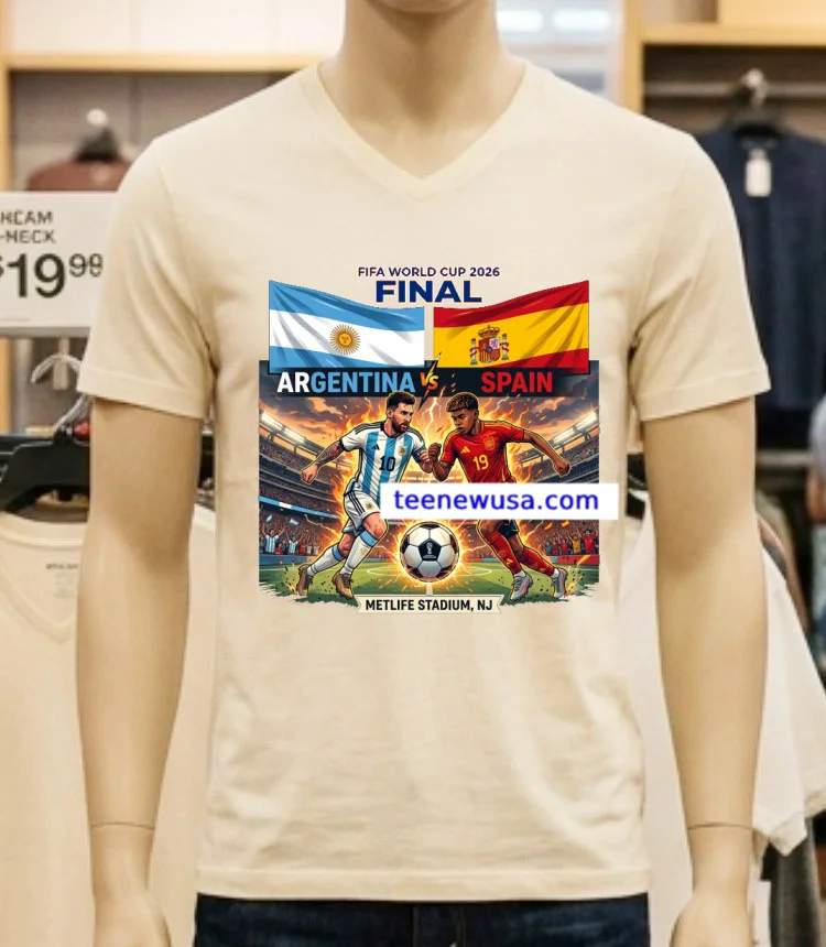 Argentina Vs Spain The 2026 Fifa World Cup T Shirt - white-t-shirt Argentina Vs Spain The 2026 Fifa World Cup T Shirt White T Shirt 4