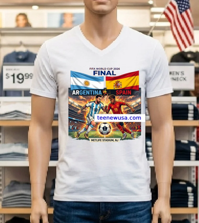 Argentina Vs Spain The 2026 Fifa World Cup T Shirt - white-t-shirt Argentina Vs Spain The 2026 Fifa World Cup T Shirt White T Shirt