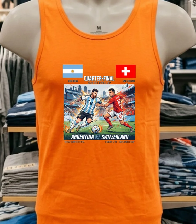 Argentina Vs Switzerland In The Quarter Finals Of The 2026 World Cup T Shirt Orange Shirt