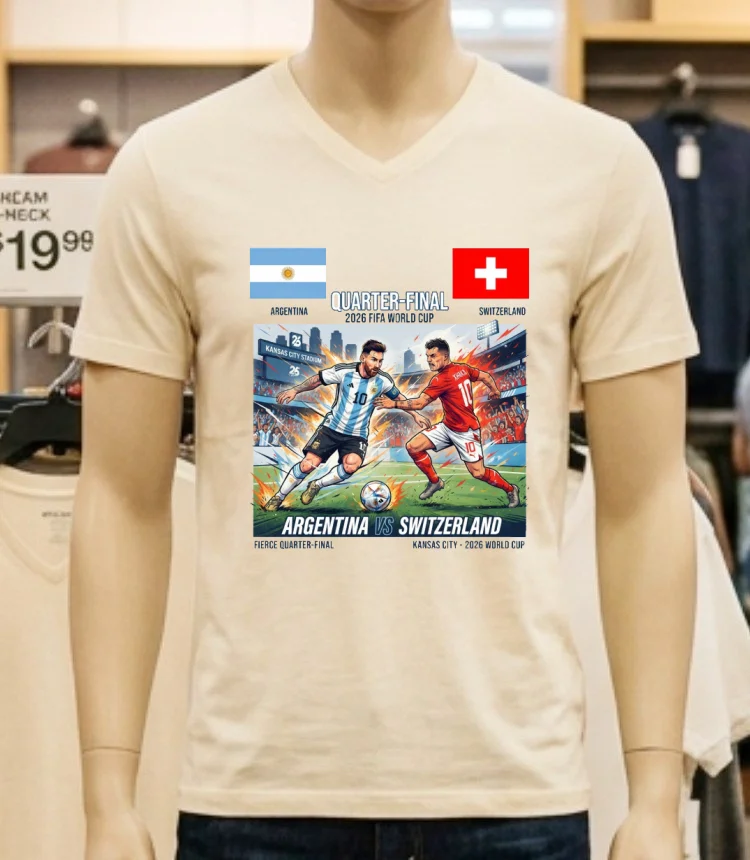 Argentina Vs Switzerland In The Quarter Finals Of The 2026 World Cup T Shirt - white-t-shirt Argentina Vs Switzerland In The Quarter Finals Of The 2026 World Cup T Shirt White T Shirt 2