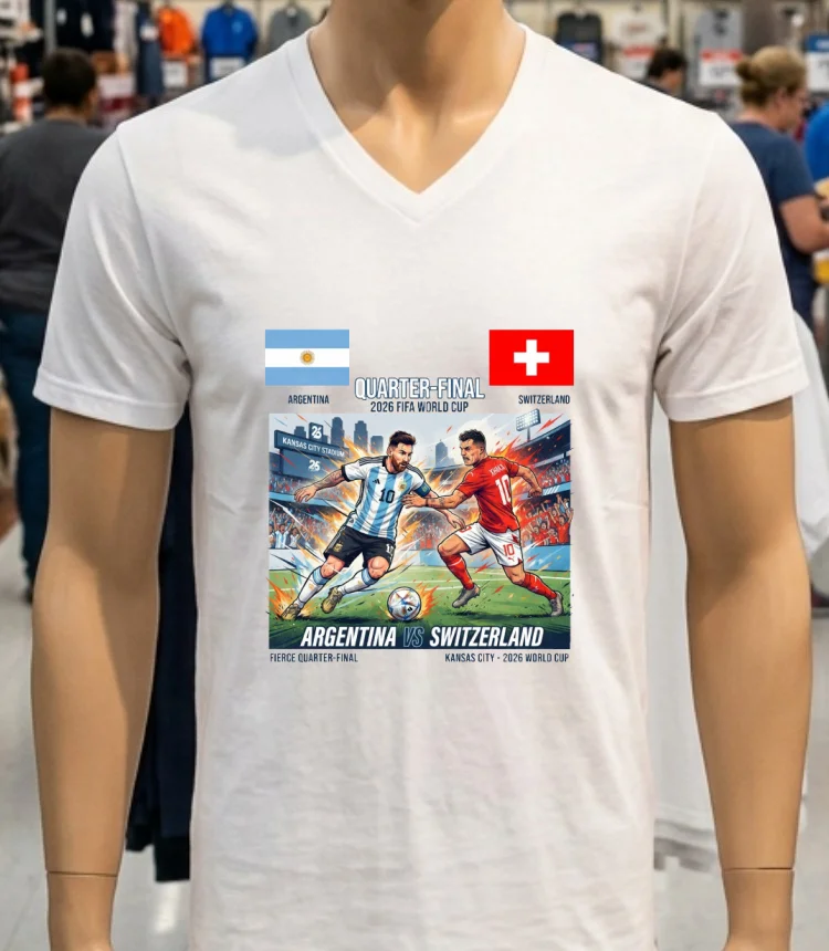 Argentina Vs Switzerland In The Quarter Finals Of The 2026 World Cup T Shirt - white-t-shirt Argentina Vs Switzerland In The Quarter Finals Of The 2026 World Cup T Shirt White T Shirt 3