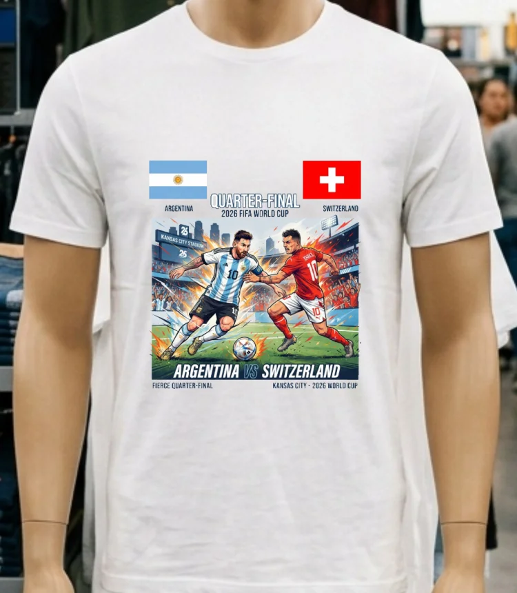 Argentina Vs Switzerland In The Quarter Finals Of The 2026 World Cup T Shirt White T Shirt 4