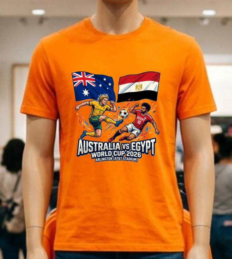 Australia Vs Egypt World Cup 2026 In Arlington (At&T Stadium) T Shirt - orange-shirt Australia Vs Egypt World Cup 2026 In Arlington Att Stadium T Shirt Orange Shirt